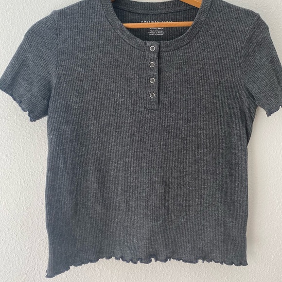 EUC AE Grey Short Sleeve Crop Top XS - Picture 1 of 3